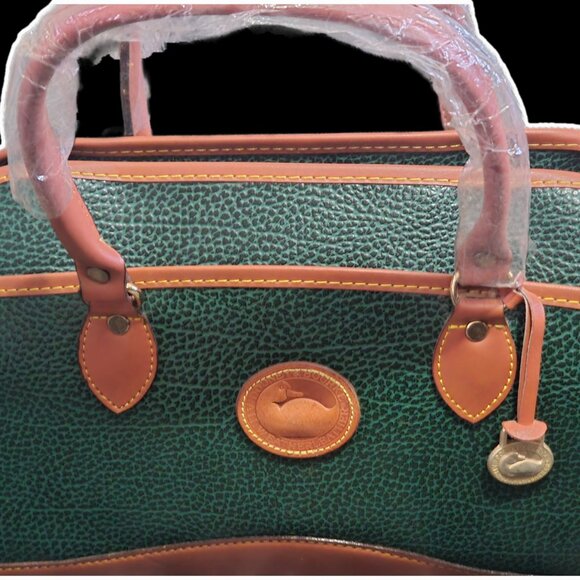Vintage Dooney & Bourke AWL Satchel - Forest Green & Tan - Picture 5 of 8